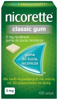 Nicorette Classic Gum 2 mg Guma nikotynowa, 105 sztuk