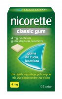 Nicorette classic guma lecznicza 4 mg, 105 sztuk