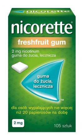 Nicorette FreshFruit Gum 2 mg Guma nikotynowa, 105 sztuk
