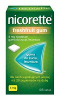 Nicorette FreshFruit Gum 4 mg Guma do żucia, lecznicza, 105 sztuk