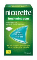 Nicorette Freshmint Gum 4 mg Guma nikotynowa, 105 sztuk