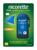 Nicorette Fruit 4 mg leczenie uzależnienia od nikotyny, 20 tabletek do ssania