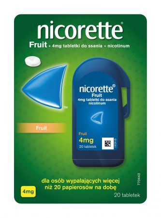 Nicorette Fruit 4 mg Tabletki do ssania na rzucenie palenia, 20 tabletek