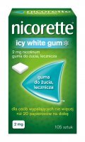 Nicorette Icy White Gum 2 mg Guma nikotynowa, lecznicza, 105 sztuk