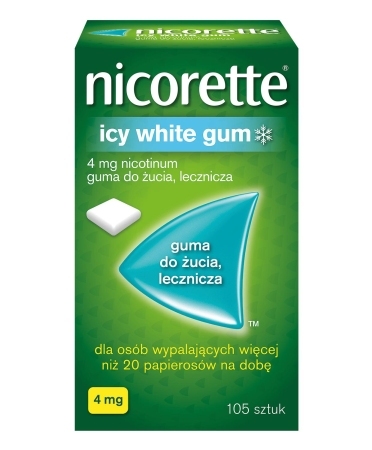 Nicorette Icy White Gum 4 mg Guma do żucia, lecznicza, 105 sztuk