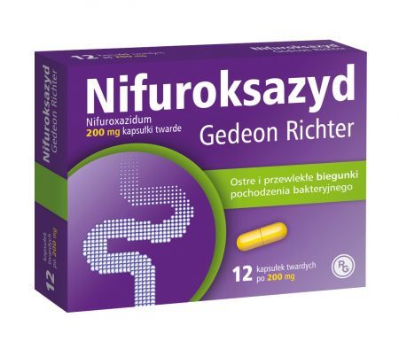 Nifuroksazyd Gedeon Richter 200 mg, 12 kapsułek