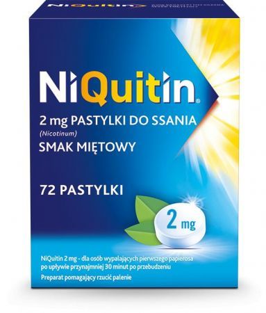 NiQuitin 2 mg Pastylki do ssania na rzucenie palenia, 72 pastylki