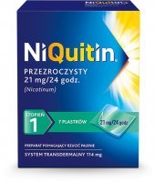 NiQuitin 21 mg/ 24h 1 Stopień, Plastry antynikotynowe na rzucanie palenia, 7 plastrów