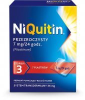 NiQuitin 7 mg/ 24h, 3 Stopień, Plastry antynikotynowe na rzucanie palenia, 7 plastrów (data ważności: 31.01.2024)