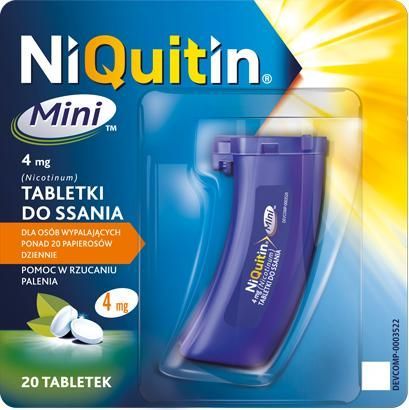 Niquitin Mini 4mg Tabletki do ssania na rzucenie palenia, 20 tabletek