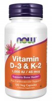 NOW Foods Vitamin D-3 & K-2, 120 kapsułek