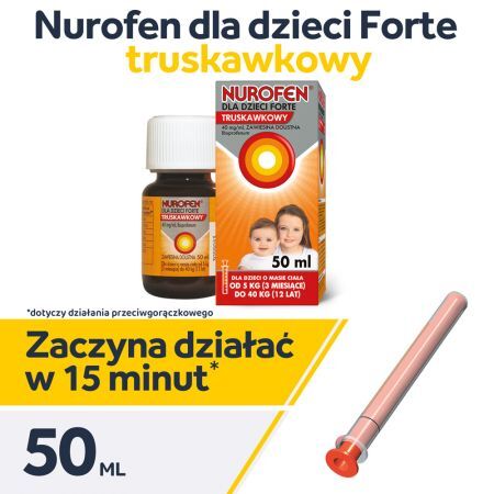Nurofen Forte dla dzieci od 3. miesiąca smak truskawkowy, 50 ml