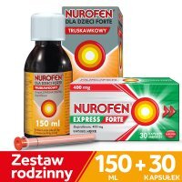 Nurofen Forte Truskawka, 150 ml + Nurofen Express Forte, 30 tabletek