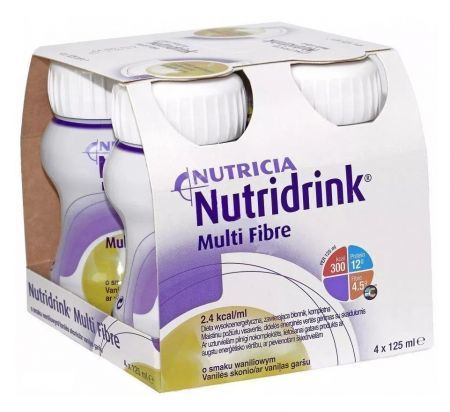 Nutridrink Multi Fibre o smaku waniliowym, 4 x 125 ml