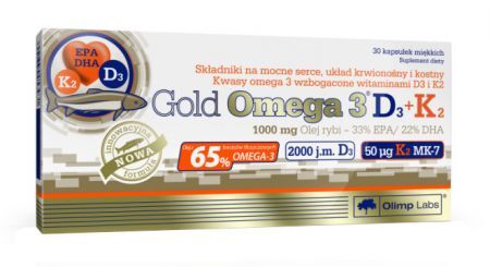 Olimp Gold Omega 3 D3 + K2, 30 kapsułek