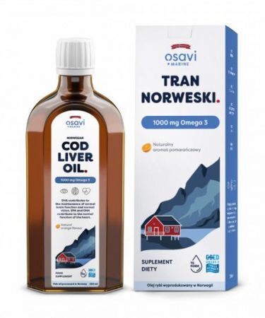 Osavi Marine Tran Norweski 1000 mg Omega 3 Aromat pomarańczowy, 250 ml