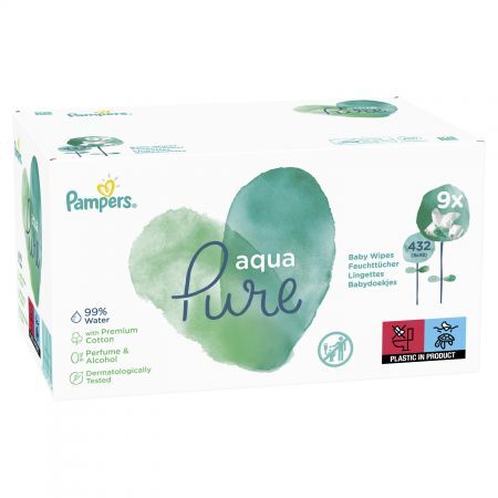 Pampers Aqua Pure Chusteczki nawilżane, 9 x 48 sztuk
