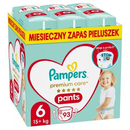 Pampers Premium Care Pants 6 Pieluchomajtki 15+ kg, 93 sztuki