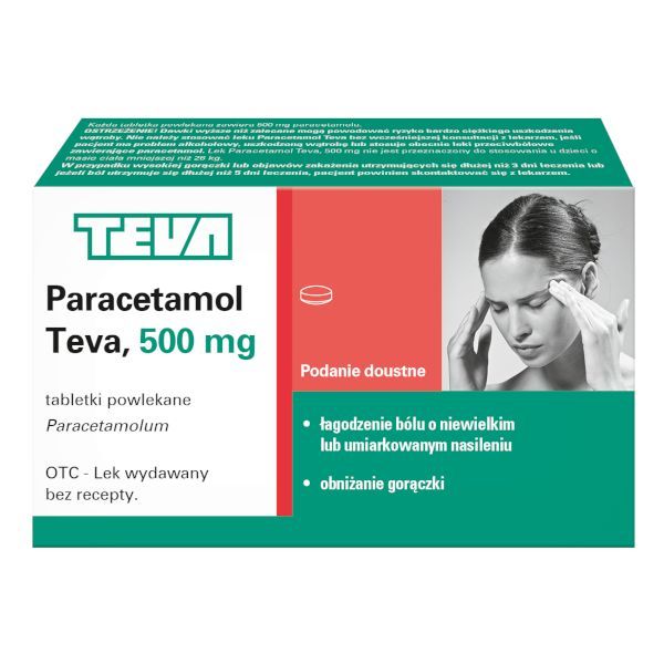Paracetamol Teva 500 mg | Ból Gorączka | Przeziębienie Grypa 24 tabletki - Ziko Apteka