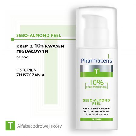 Pharmaceris T Sebo- almond peel 10%, krem z 10% kwasem migdałowym na noc - II stopień złuszczenia, 50 ml