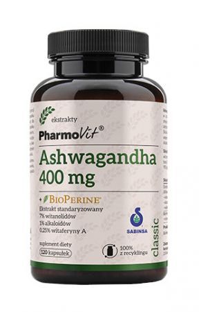 PharmoVit Classic Ashwagandha + BioPerine, 120 kapsułek