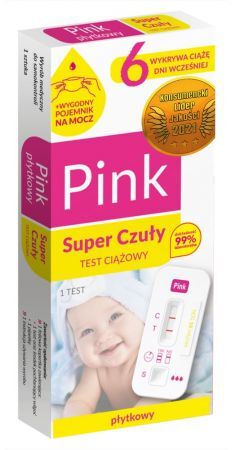 Pink super czuły test ciążowy płytkowy, 1 sztuka