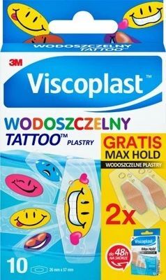 Viscoplast Zestaw Plastrów Wodoszczelny Tattoo, 10 sztuk + MaxHold, 2 sztuki
