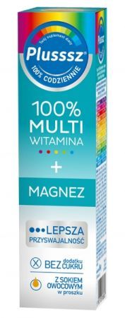 Plusssz 100% Multiwitamina + Magnez, 20 tabletek musujących