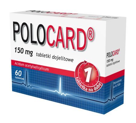 Polocard 150 mg lek zapobiegający powstawaniu zakrzepów, 60 tabletek