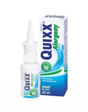 QUIXX Alergeny izotoniczny spray do nosa z dodatkiem ekstraktu Aloe Vera, 30 ml