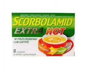 Scorbolamid Extra Hot leczenie objawów przeziębienia i grypy, 8 saszetek