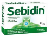Sebidin na zapalenie gardła i krtani, 20 tabletek do ssania
