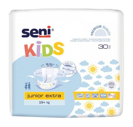 Seni Kids Junior Extra Pieluchomajtki dla dzieci 15+kg, 30 sztuk