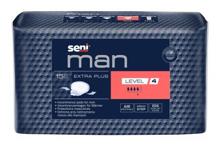 Seni Man Extra Plus Level 4 Wkładki urologiczne dla mężczyzn, 15 sztuk