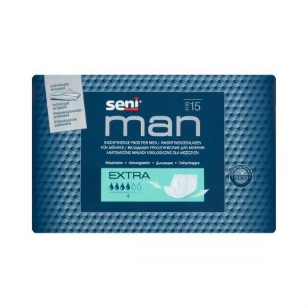 Seni Man Extra Wkładki urologiczne dla mężczyzn, 15 sztuk