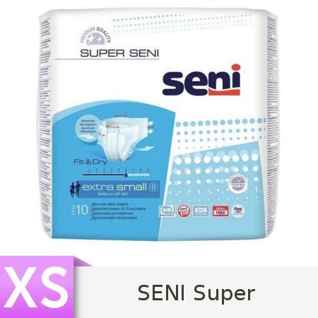 Seni Super Pieluchomajtki dla dorosłych Extra Small (XS), 10 sztuk