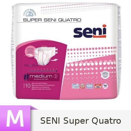 Seni Super Quatro Pieluchomajtki dla dorosłych Medium (M), 10 sztuk