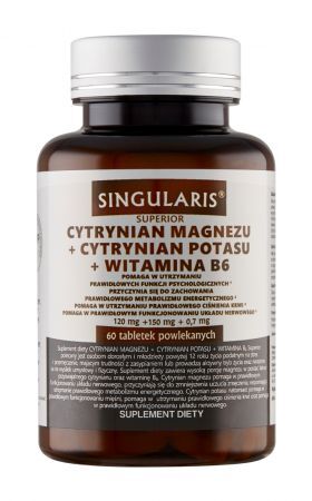 Singularis Superior Cytrynian Magnezu + Cytrynian Potasu + Witamina B, 60 tabletek