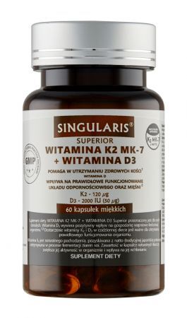 Singularis Superior Witamina K2 MK-7 + Witamina D3, 60 kapsułek