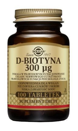 SOLGAR D-Biotyna 300 μg, 100 tabletek