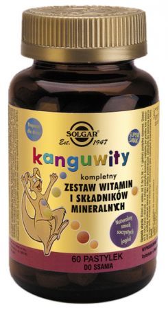 SOLGAR Kanguwity Zestaw witamin i składników mineralnych smak jagodowy, 60 pastylek