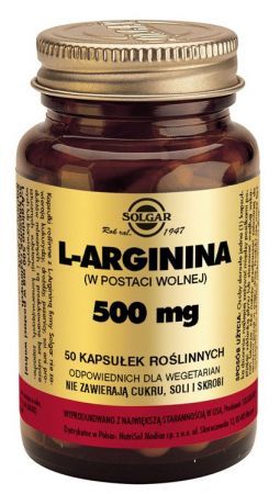 SOLGAR L-Arginina 500 mg, 50 kapsułek