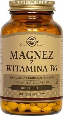 SOLGAR Magnez z Witaminą B6, 100 tabletek