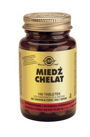 SOLGAR Miedź Chelat, 100 tabletek
