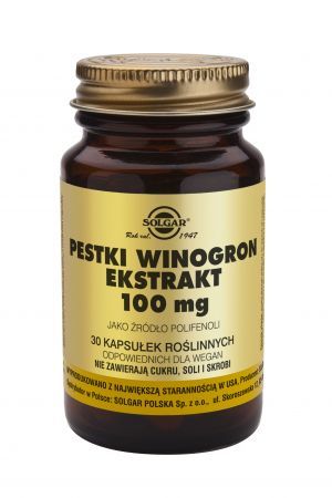 SOLGAR Pestki Winogron ekstrakt 100 mg, 30 kapsułek