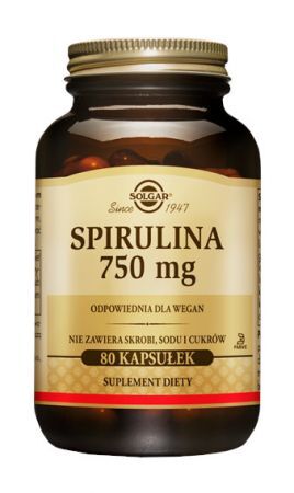 SOLGAR Spirulina 750 mg, 80 kapsułek