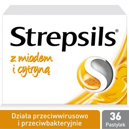Strepsils z miodem i cytryną na ból gardła, 36 tabletek