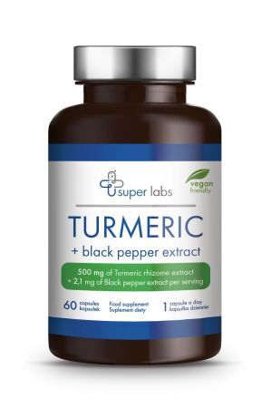 Super Labs Turmeric + black pepper extract, 60 kapsułek