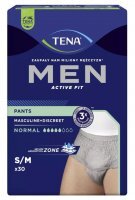 TENA Men Pants Normal Grey S/M Bielizna chłonna dla mężczyzn, 30 sztuk