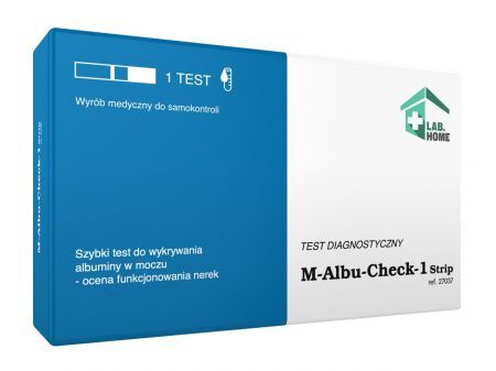 Test do wykrywania albuminy w moczu M-Albu-Check, 1 sztuka (data ważności: 30.01.2024)